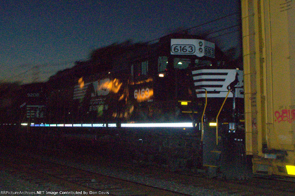 NS SD40-2 6163 trails on M1J